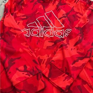 Youth Adidas Vibrant Red Camo Sweatshirt